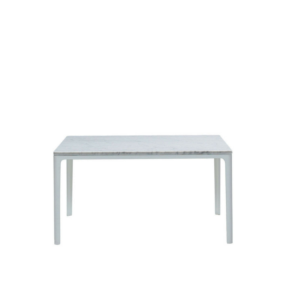 27" square Plate Table with Carrara Marble Top and White Base by Jasper Morrison for Vitra