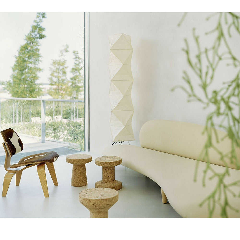 Jasper Morrison Cork Stools in Room with Noguchi Freeform Sofa and Eames Chair Vitra