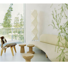 Jasper Morrison Cork Stools in Room with Noguchi Freeform Sofa and Eames Chair Vitra