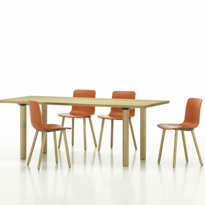 Jasper Morrison HAL Wood Chair Orange Seat Natural Oak Base With Table Vitra