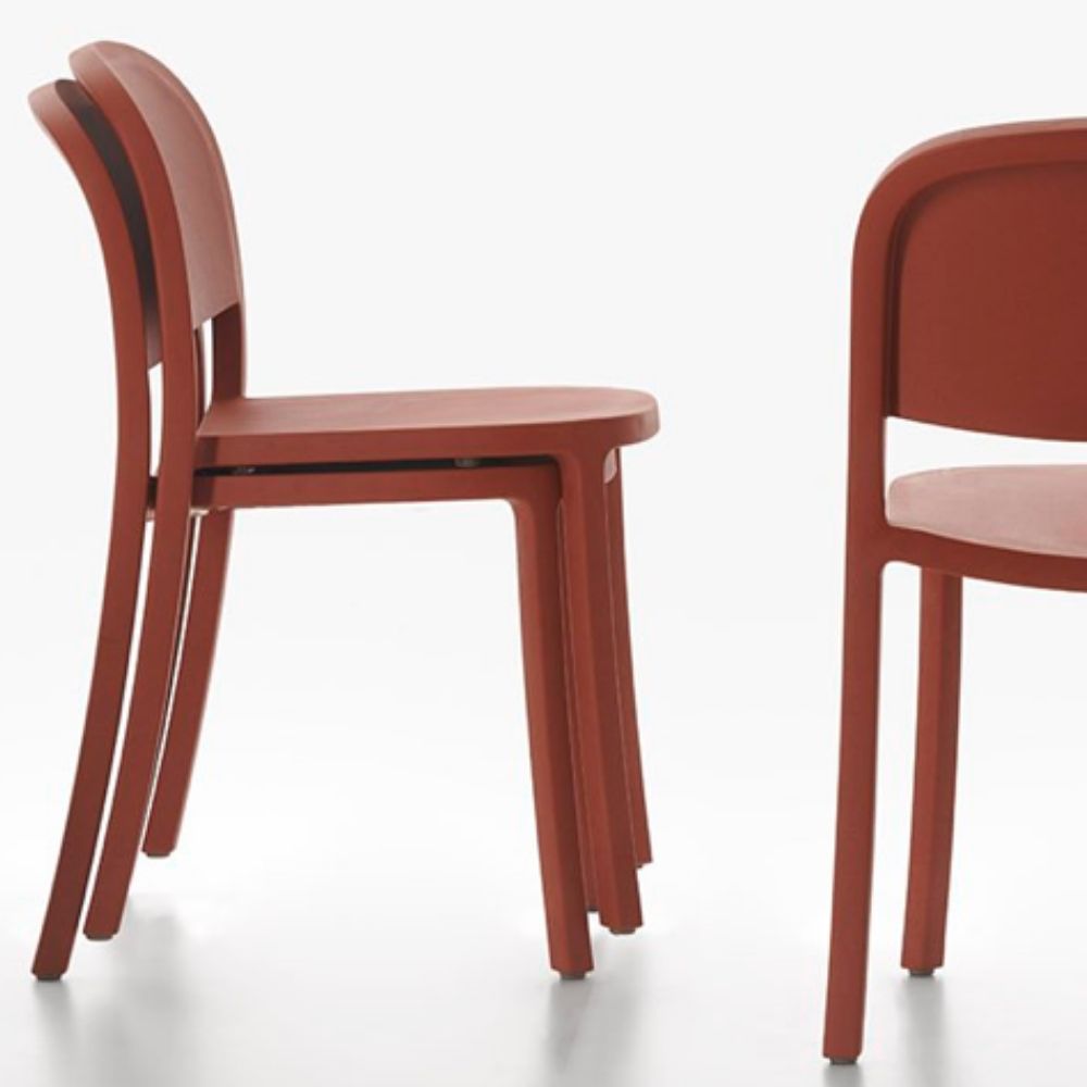 Jasper Morrison 1 Inch Reclaimed Chairs in Orange (Stacked) by Emeco
