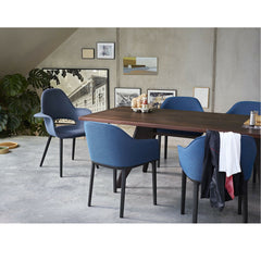 Blue Softshell Chairs in Room with EM Table Bouroullec for Vitra