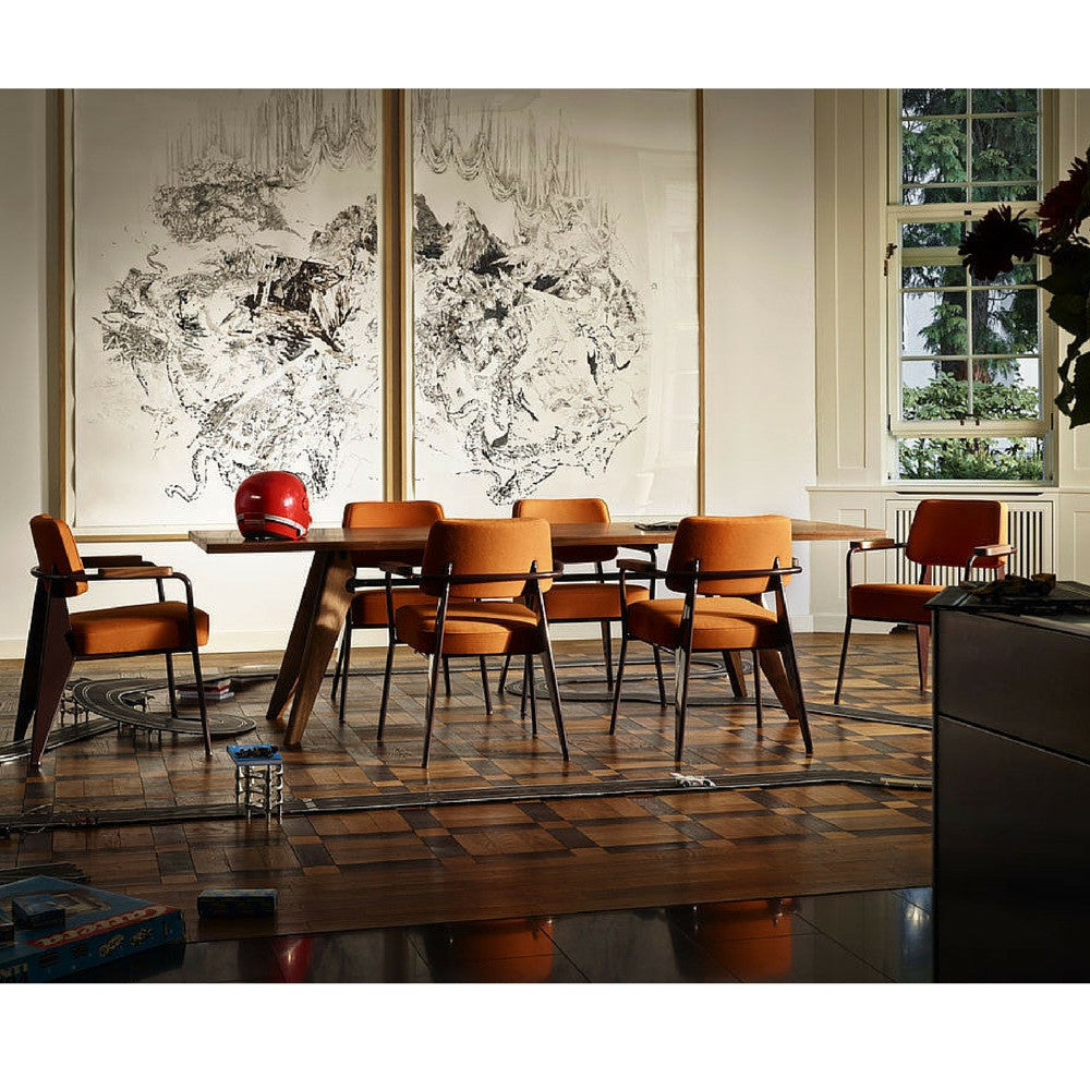 Jean Prouve Table Solvay with Fauteuil Chairs Vitra