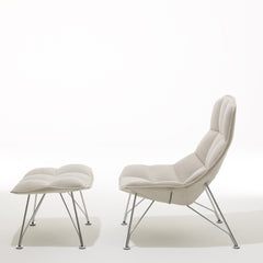 Jehs + Laub Lounge Chair and Ottoman with Circa Silver Upholstery and Wire Base from Knoll