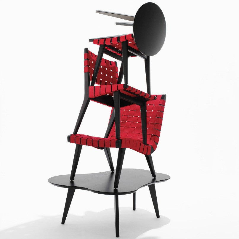 Jens Risom Collection Red Ebonized Stacked Knoll