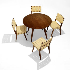 Jens Risom Dining Table Walnut Flax Side Chairs Knoll