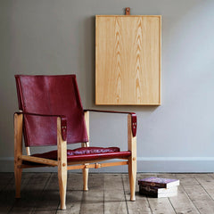 Kaare Klint Dark Red Leather Safari Chair in Room Carl Hansen and Son