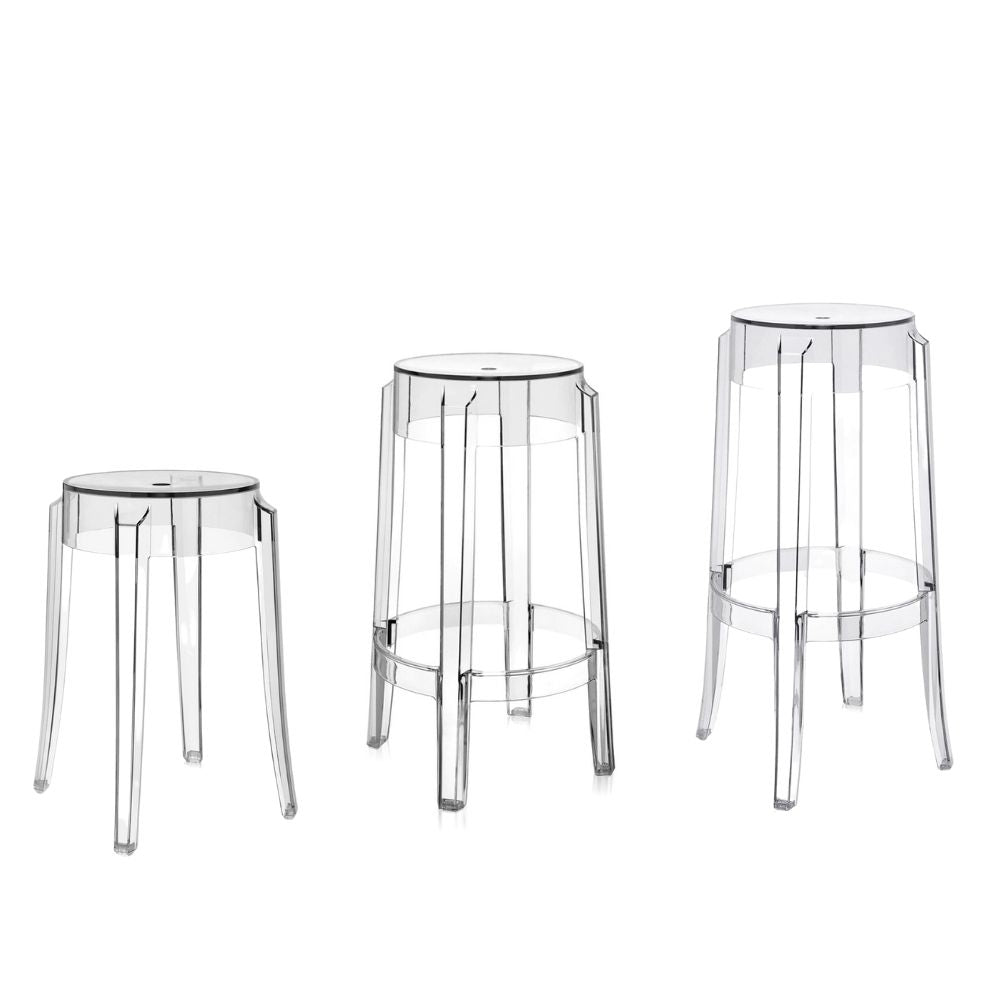 Kartell Charles Ghost Stools Crystal in Three Sizes