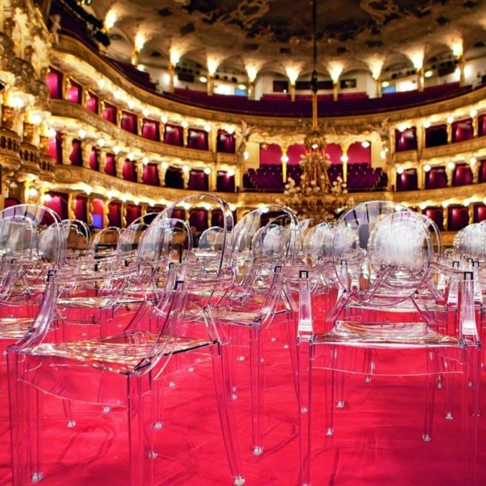 Kartell Louis Ghost Chairs in Prague Opera House