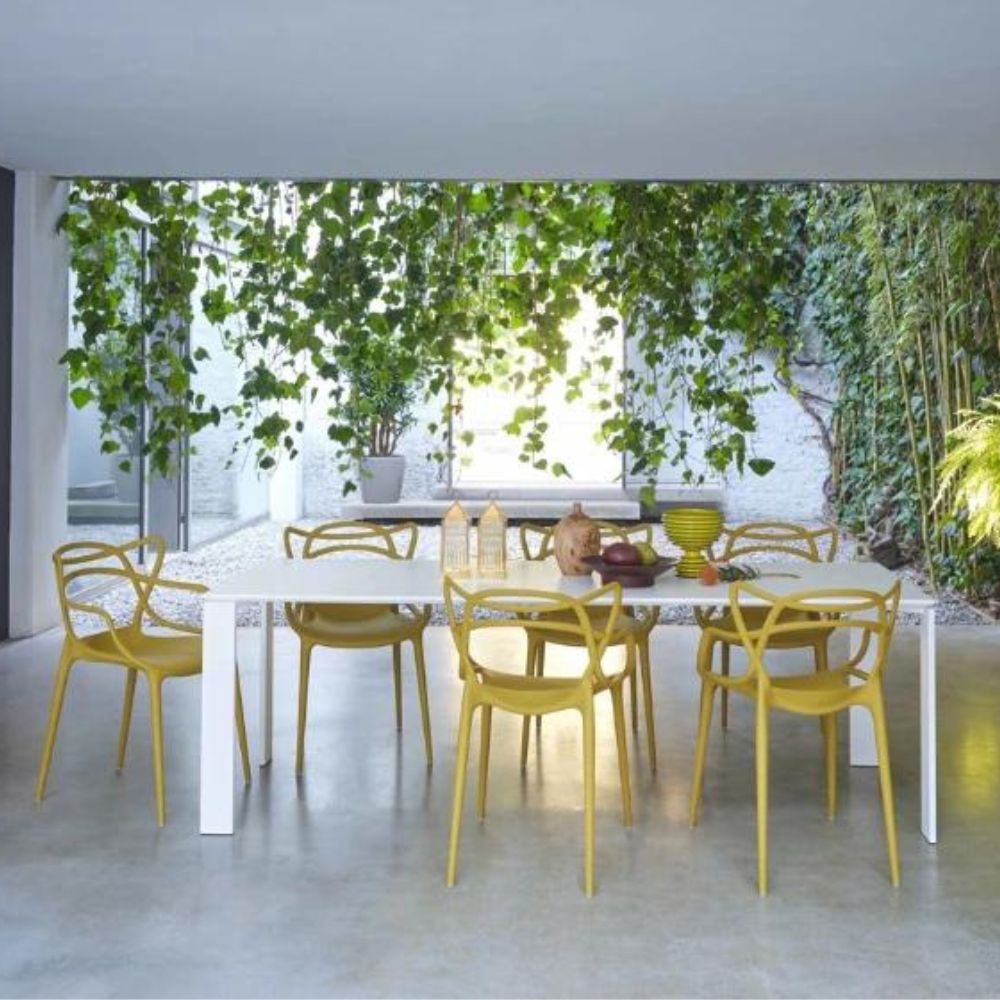 Kartell Masters Chairs Yellow in Dining Room with Four Outdoor Table