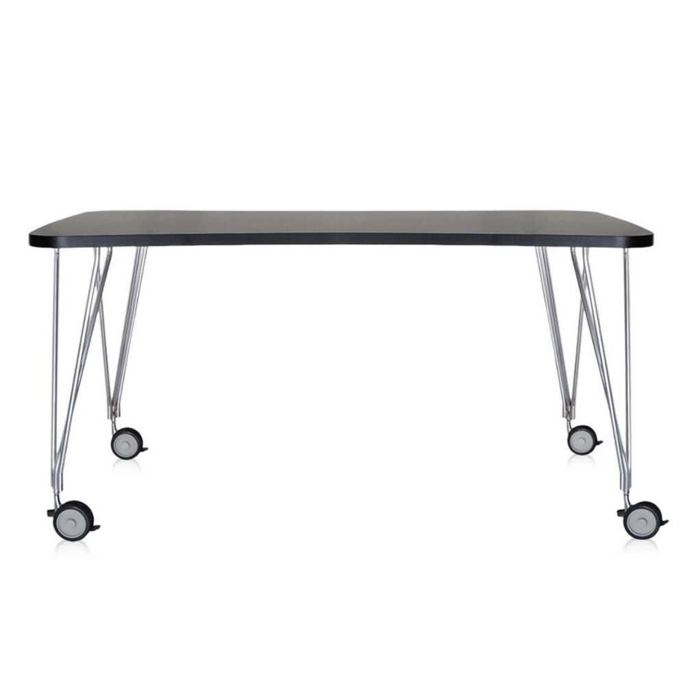 Kartell Masters Table by Ferruccio Laviani Slate Grey with Casters Front
