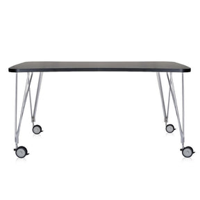 Kartell Masters Table by Ferruccio Laviani Slate Grey with Casters Front