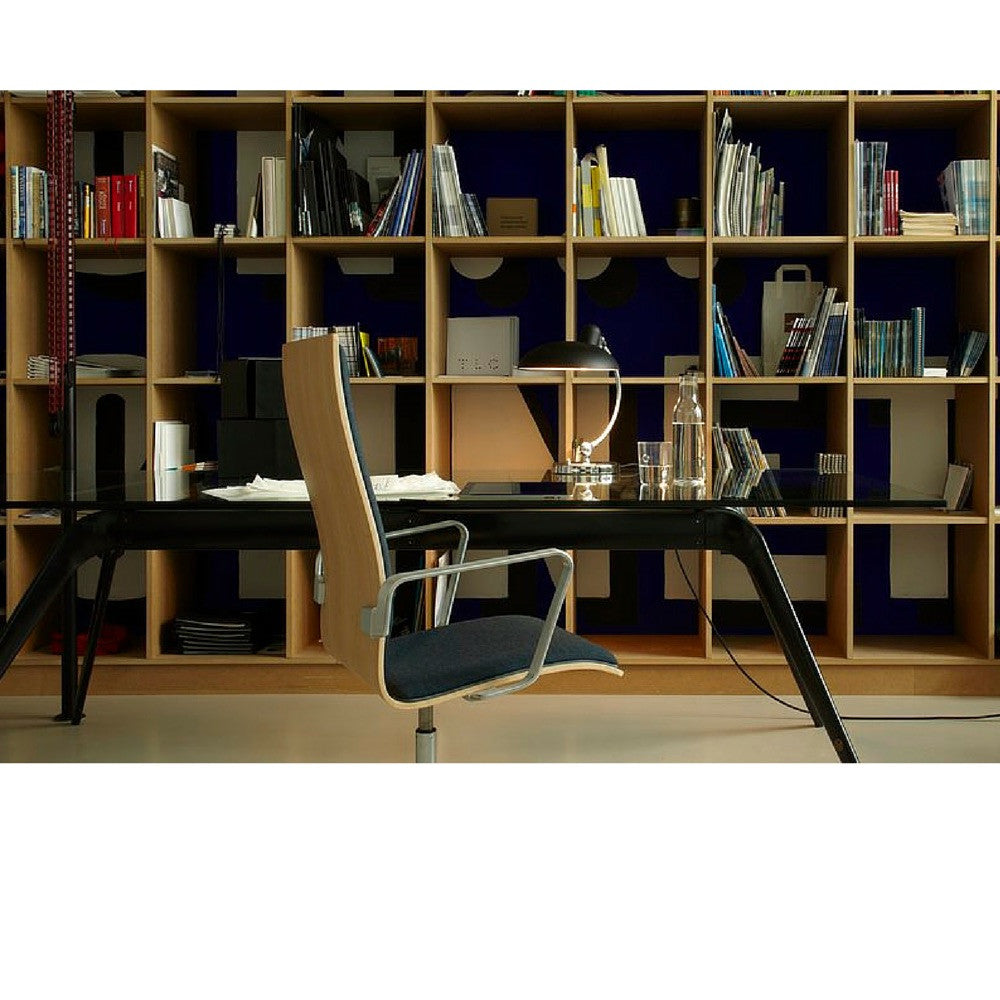 Kaiser Idell Luxus Table Lamp Matte Black in office with Oxford Chair and Todd Bracher Table Desk