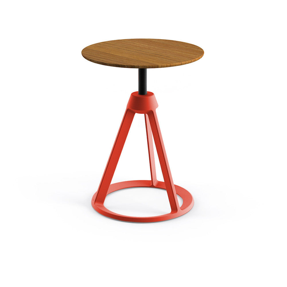 Knoll Barber Osgerby Piton Side Table Teak Top Red Coral Base
