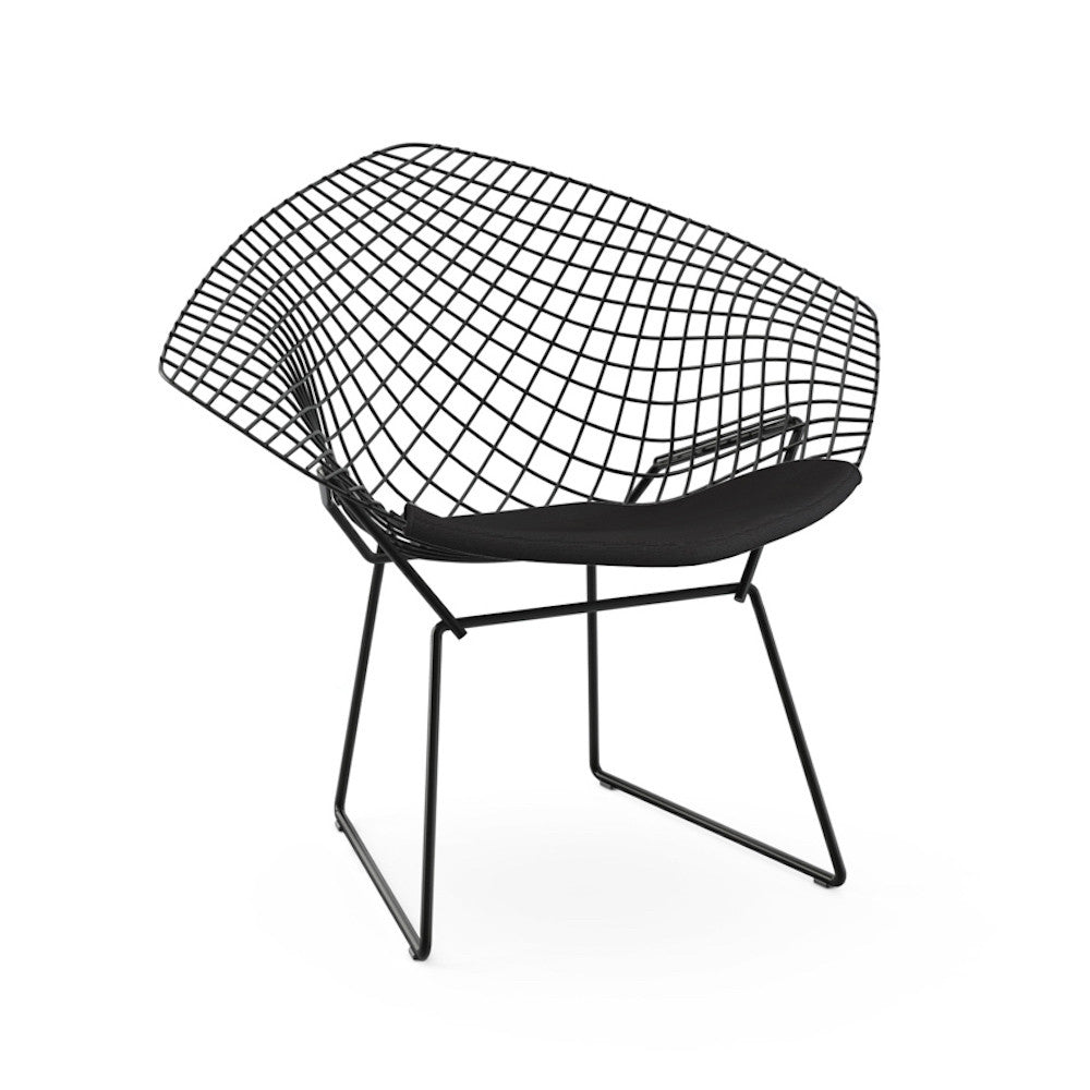 Bertoia Diamond Chair Black Frame Black Cushion