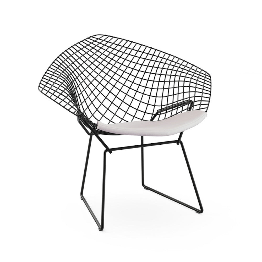 Bertoia Diamond Chair Black Frame White Cushion