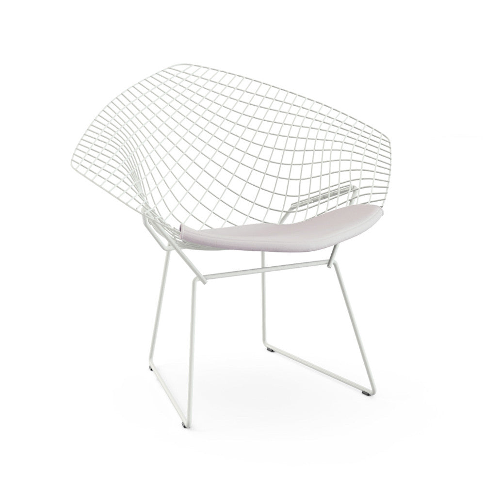 Bertoia Diamond Chair White Frame White Cushion