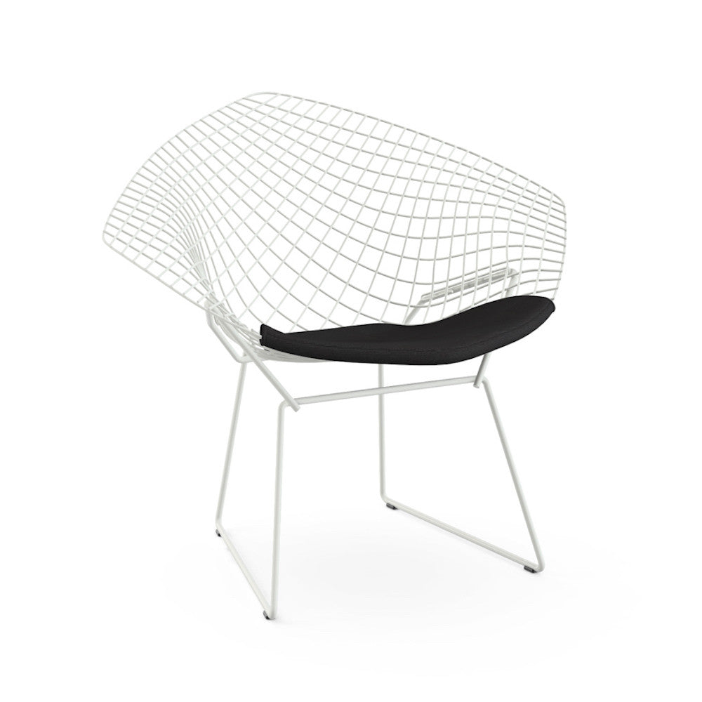 Bertoia Diamond Chair White Frame Black Cushion