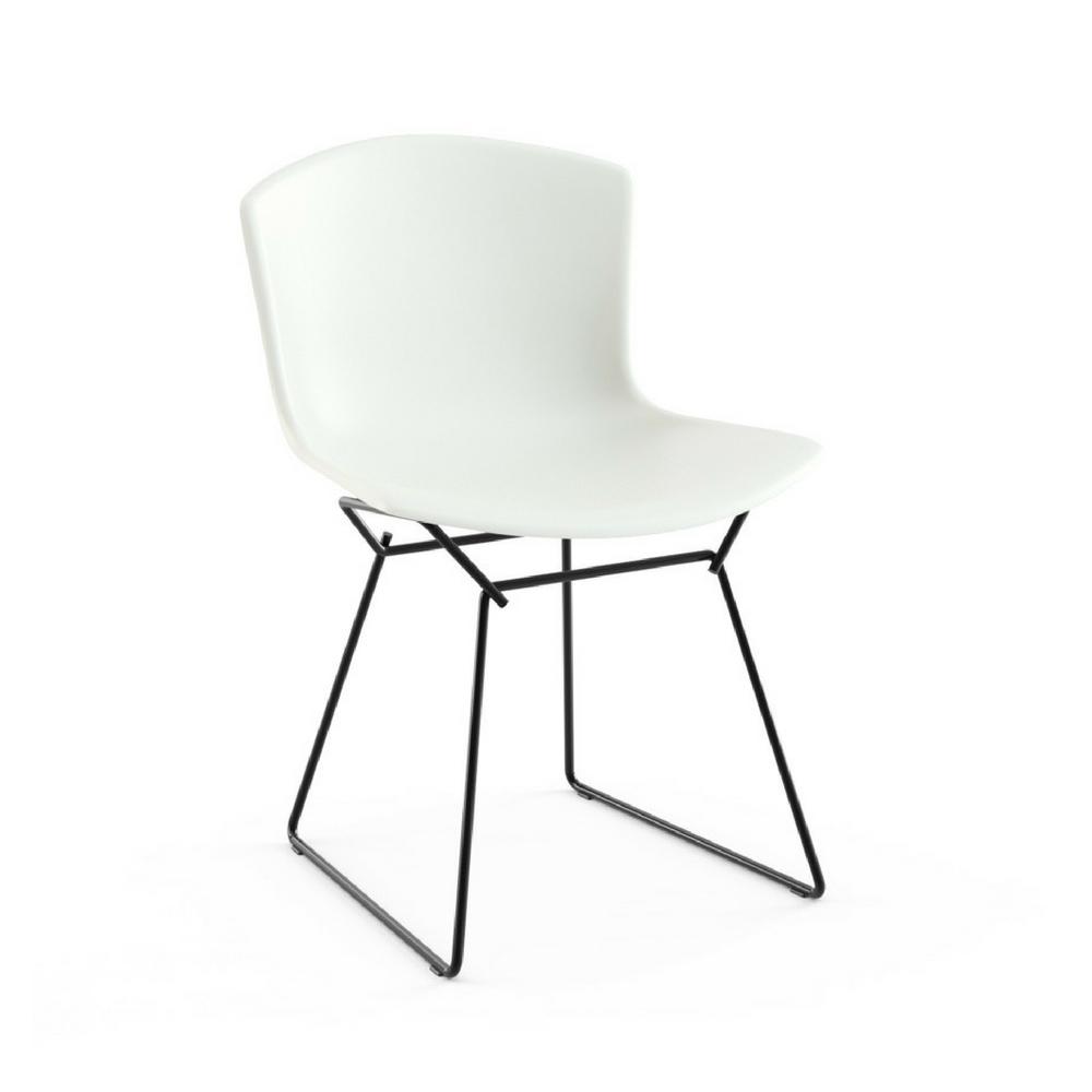 Knoll Bertoia Molded Side Chair White Shell Black Base