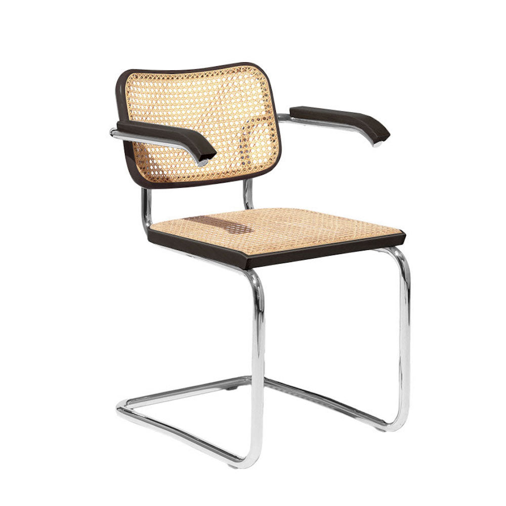 Knoll Breuer Cesca Armchair with Ebonized Beech Frame, Caned Seat and Back