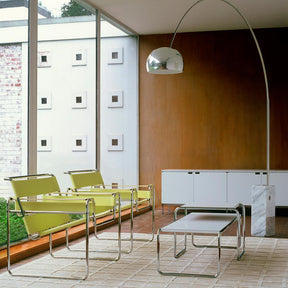 Knoll Breuer Laccio Side and Coffee Table in room with Wassily Chairs