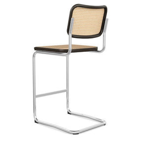 Knoll Cesca Barstool with Ebonized Beech and Caned Seat Back