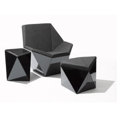 Knoll David Adjaye Washington Prism Chair Ottoman and Side Table Black Gloss