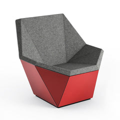 Knoll David Adjaye Washington Prism Chair Red Gloss Shell with Flannel Melange Upholstery