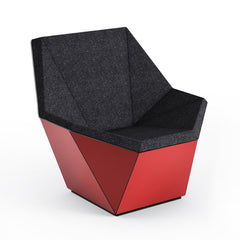 Knoll David Adjaye Washington Prism Chair Red Gloss Shell with Onyx Melange Upholstery