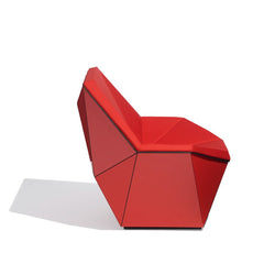 Knoll David Adjaye Washington Prism Chair Red Gloss Shell with Red Upholstery Side View
