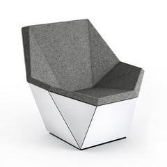 Knoll David Adjaye Washington Prism Chair White Gloss Shell with Flannel Melange Upholstery