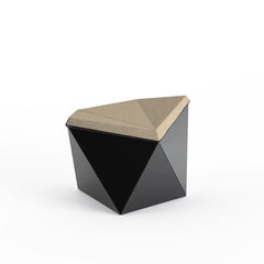 Knoll David Adjaye Washington Prism Ottoman Black Gloss Shell with Cameo Melange Upholstery