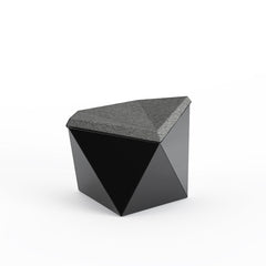 Knoll David Adjaye Washington Prism Ottoman Black Gloss Shell with Flannel Melange Upholstery