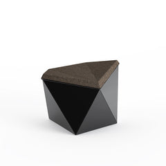 Knoll David Adjaye Washington Prism Ottoman Black Gloss Shell with Molasses Melange Upholstery