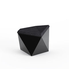 Knoll David Adjaye Washington Prism Ottoman Black Gloss Shell with Flannel Melange Upholstery