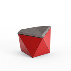 Knoll David Adjaye Washington Prism Ottoman Red Gloss Shell with Flannel Melange Upholstery