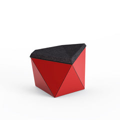 Knoll David Adjaye Washington Prism Ottoman Red Gloss Shell with Onyx Melange Upholstery
