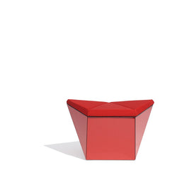 Knoll David Adjaye Washington Prism Ottoman Red Gloss Shell with Red Upholstery Back View