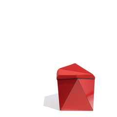 Knoll David Adjaye Washington Prism Ottoman Red Gloss Shell with Red Upholstery Side View