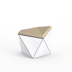 Knoll David Adjaye Washington Prism Ottoman White Gloss Shell with Cameo Melange Upholstery