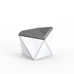 Knoll David Adjaye Washington Prism Ottoman White Gloss Shell with Flannel Melange Upholstery