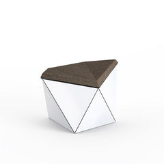 Knoll David Adjaye Washington Prism Ottoman White Gloss Shell with Molasses Melange Upholstery