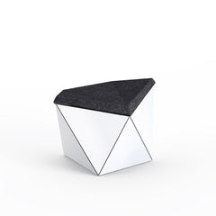 Knoll David Adjaye Washington Prism Ottoman White Gloss Shell with Onyx Melange Upholstery