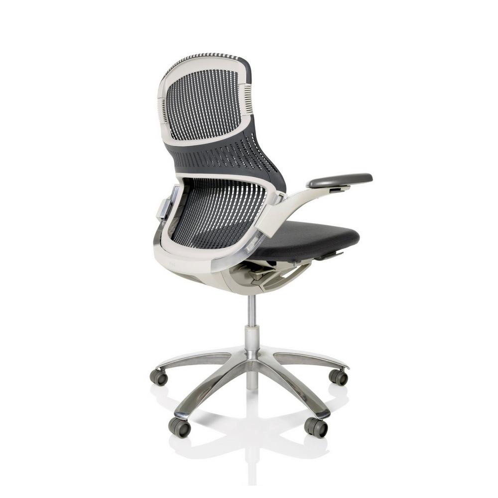 Knoll Generation Chair Storm Grey Leather Seat Aluminum Base