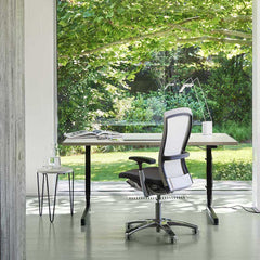 Knoll Life Office Chair in Home Office with Sparrow Lamp and Florence Knoll Hairpin Table