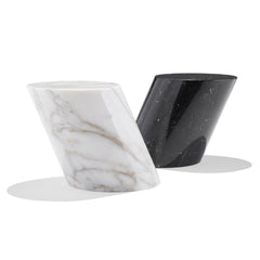 Knoll Mercer Side Tables in Calacatta and Neromarquina Marble