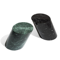 Knoll Mercer Side Tables in Verdi Alpi and Nero Marquina Marble