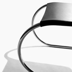 Knoll MR Chair by Mies van der Rohe in Black Leather Cantilever Detail