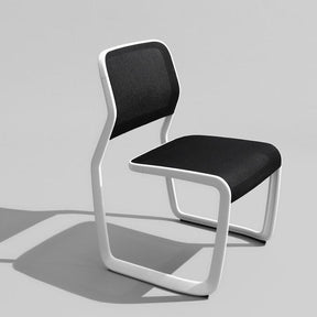 Knoll Newson Aluminum Chair White Frame Black Mesh Cantilevered