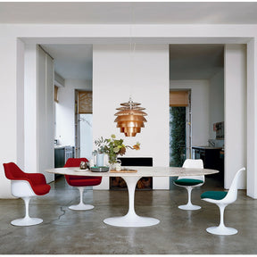 Tulip Chairs in Room with Saarinen Oval Marble Table Knoll